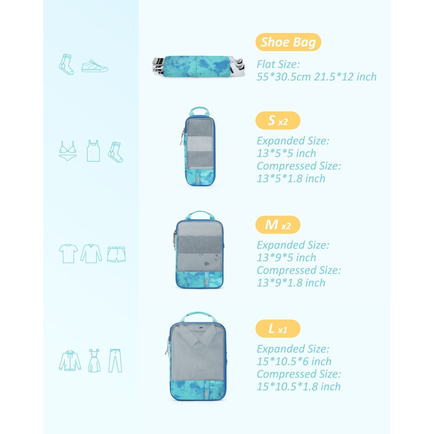 Bagsmart 6-In-1 Compression Packing Cubes