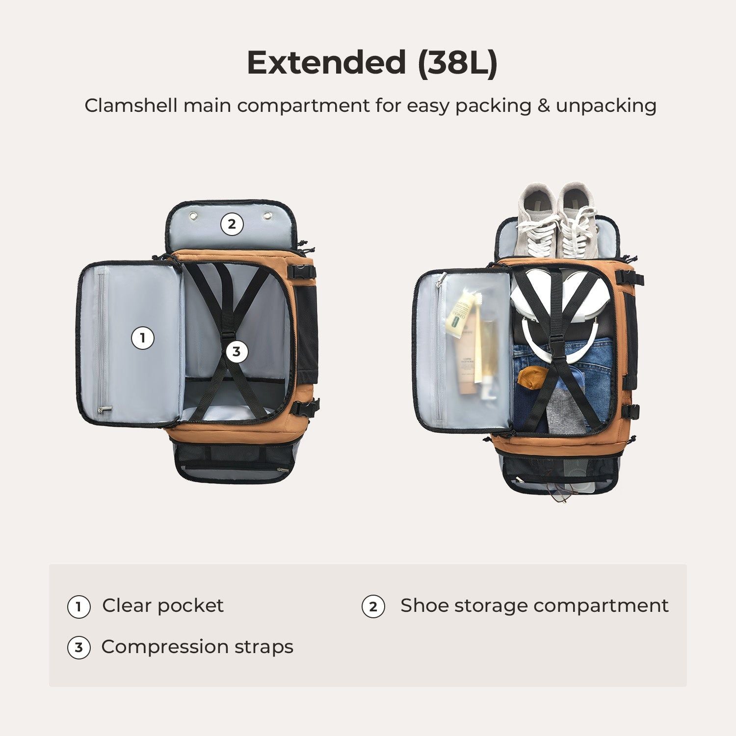 Bagsmart Blast Quick Access Carry On Expandable Travel Backpack